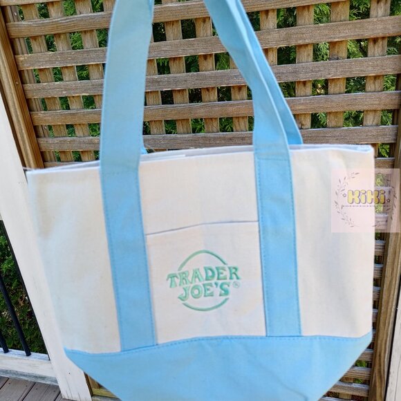 Trader Joe's Mini Pastel Canvas Tote Bags set of 4 limited edition - Picture 6 of 15